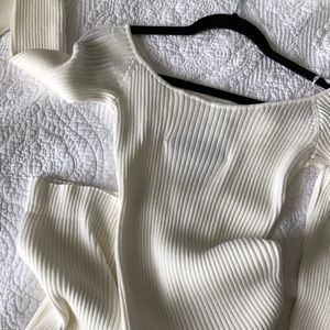 White midi bodycon dress.